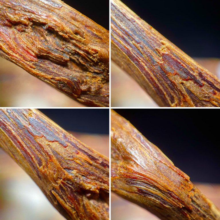 Macro extreme close-up showing rich resin texture and grain of natural raw agarwood